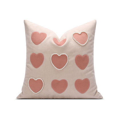 Pink Hearts Cushion Cover