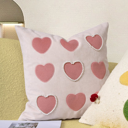 Pink Hearts Cushion Cover