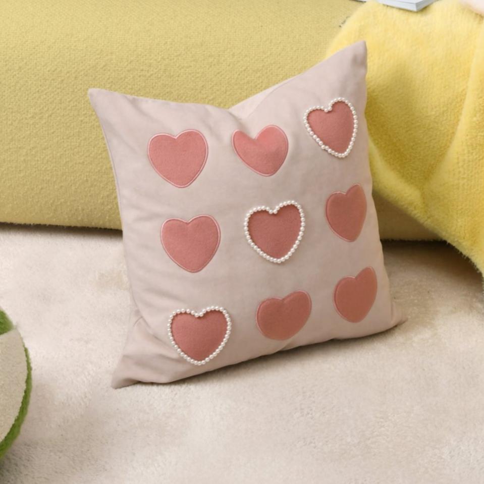 Pink Hearts Cushion Cover